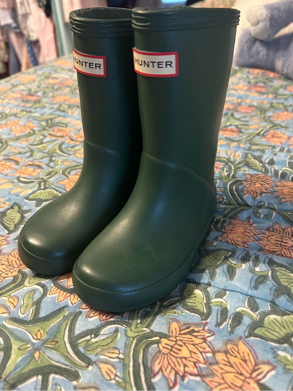 Hunter Forest Green Kids Rain Boots